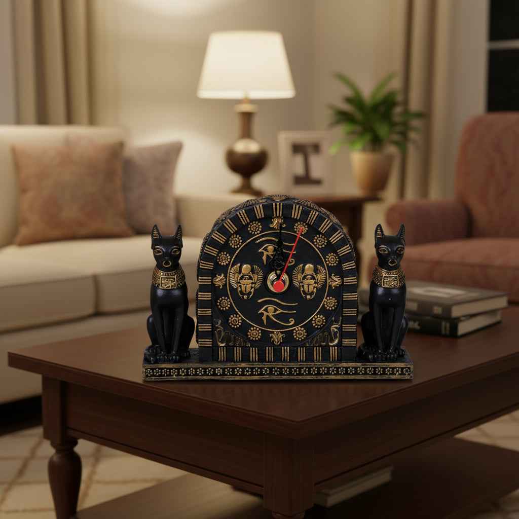 Bastet Statue With Clock - Timeless Elegance for Your Home Decor
