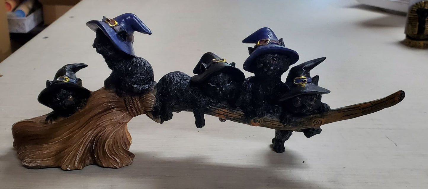 Magical Cats On Broom