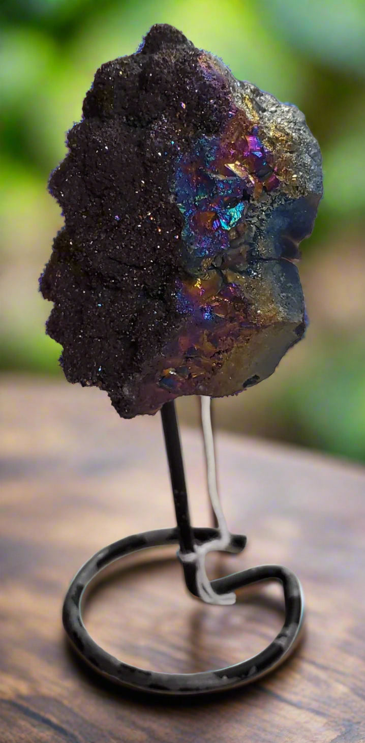 MINI TITANIUM AMETHYST DRUZY W/ METAL BASE (2.0" - 3.0") AVG