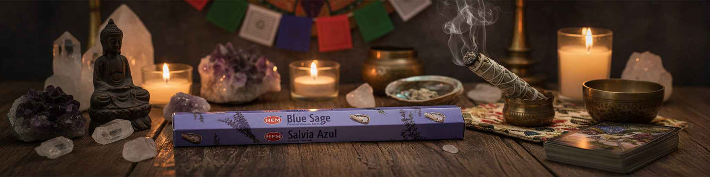 Hem Hexagon Blue Sage Incense Sticks for Purifying Spaces and Enhancing Relaxation