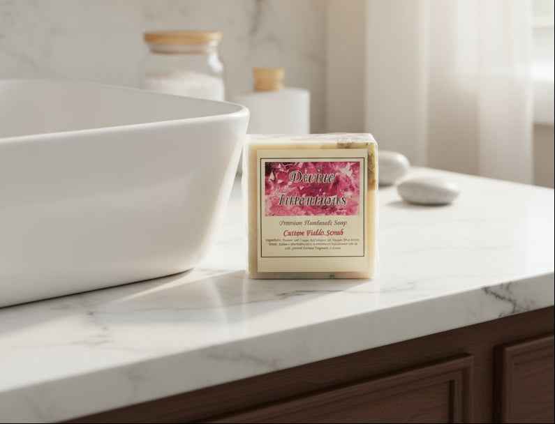 Cotton Fields Scrub Bar Soap for Exfoliating and Hydrating Skin