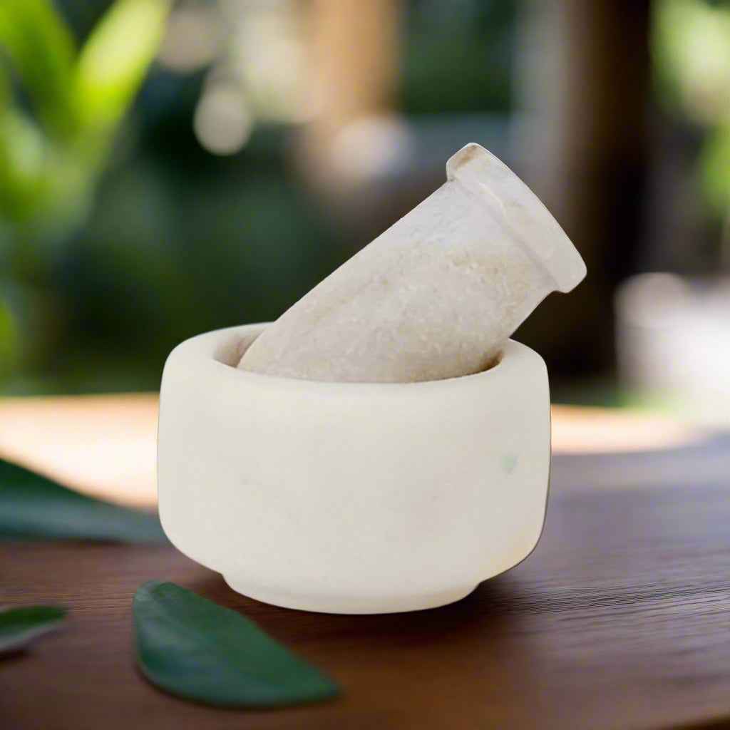Small White Marble Mortar And Pestle