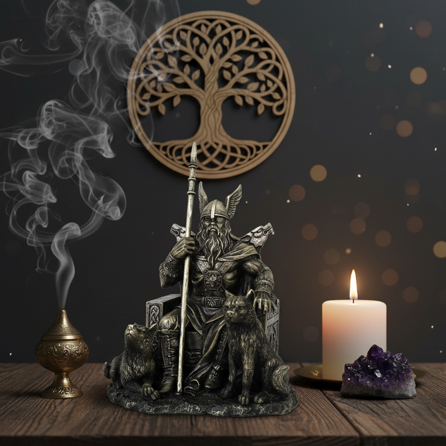 Odin Sitting on Throne Statue