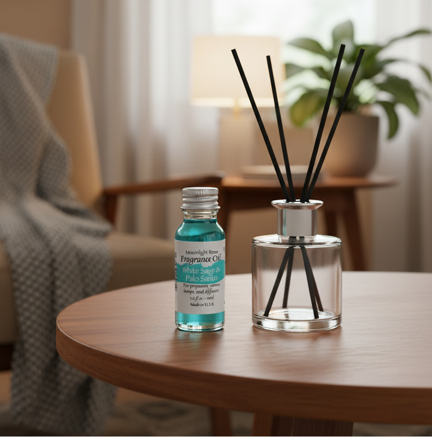 Moonlight Rose White Sage & Palo Santo Aroma Oil for Calming Ambiance