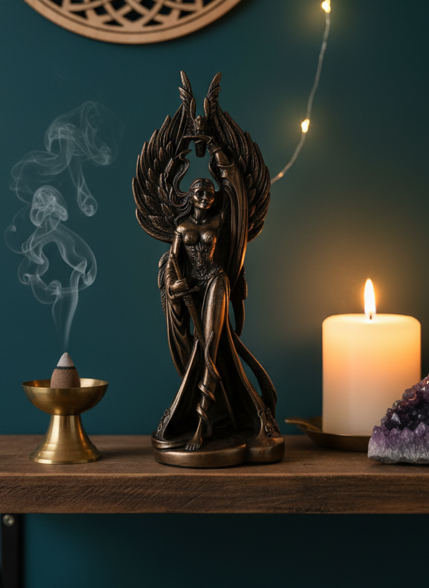 Morrigan War Goddess Bronze Statue – Exquisite Mythological Art for Your Collection