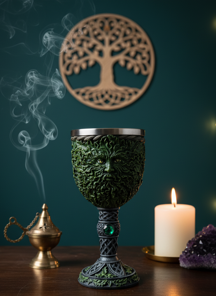 Greenman Chalice - Handcrafted Elegance for Your Sacred Spaces