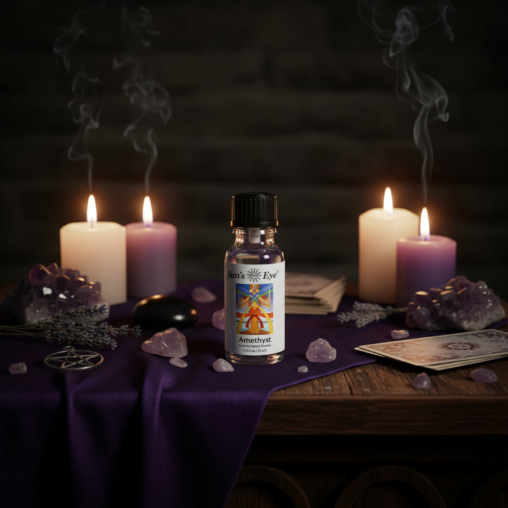 Sun's Eye Amethyst Gemstone Oil for Spiritual Healing and Emotional Balance
