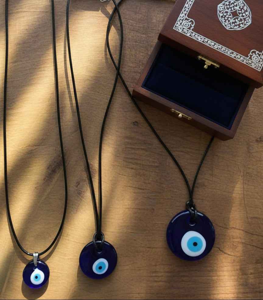 Evil Eye Charm Necklace on Black 18" Cord for Protection and Style