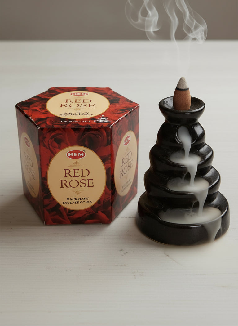 Hem Red Rose Backflow Incense Cones - Divine Intentions