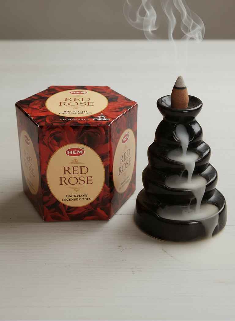 Hem Red Rose Backflow Incense Cones