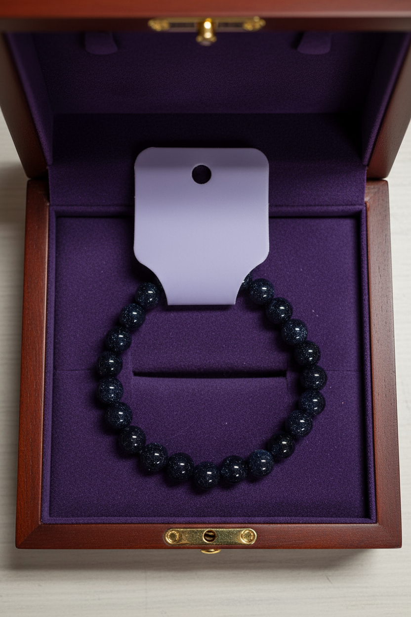 Black Goldstone 8 MM Bracelet - Stunning Black Goldstone Bracelet for Balance and Energy