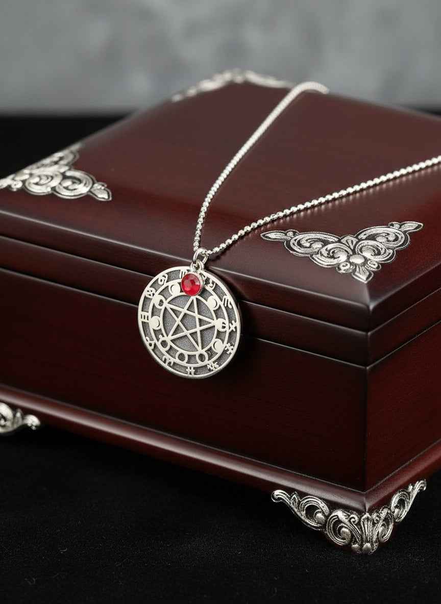 Moon Phase Pendant with Gemstone Necklace