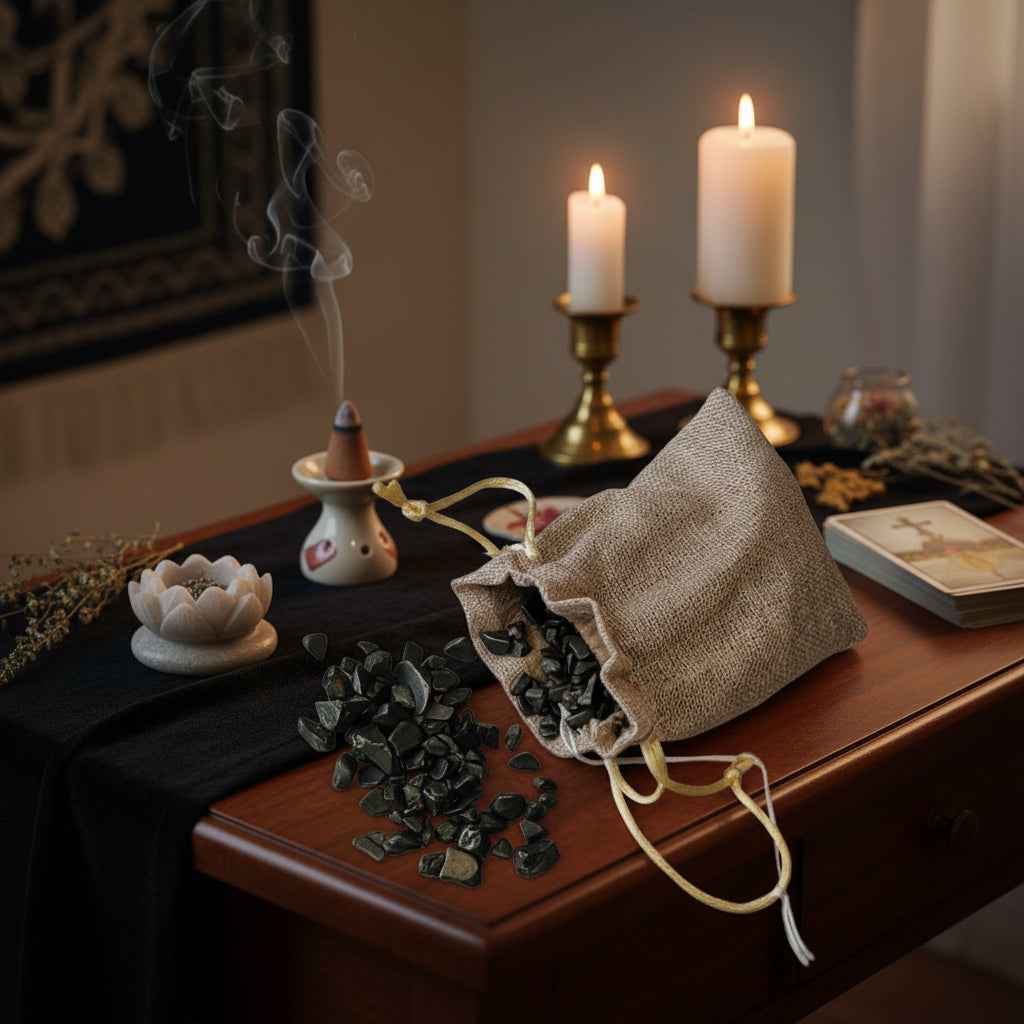 1/2 Pound Pyrite Chips Bag in Cloth Pouch