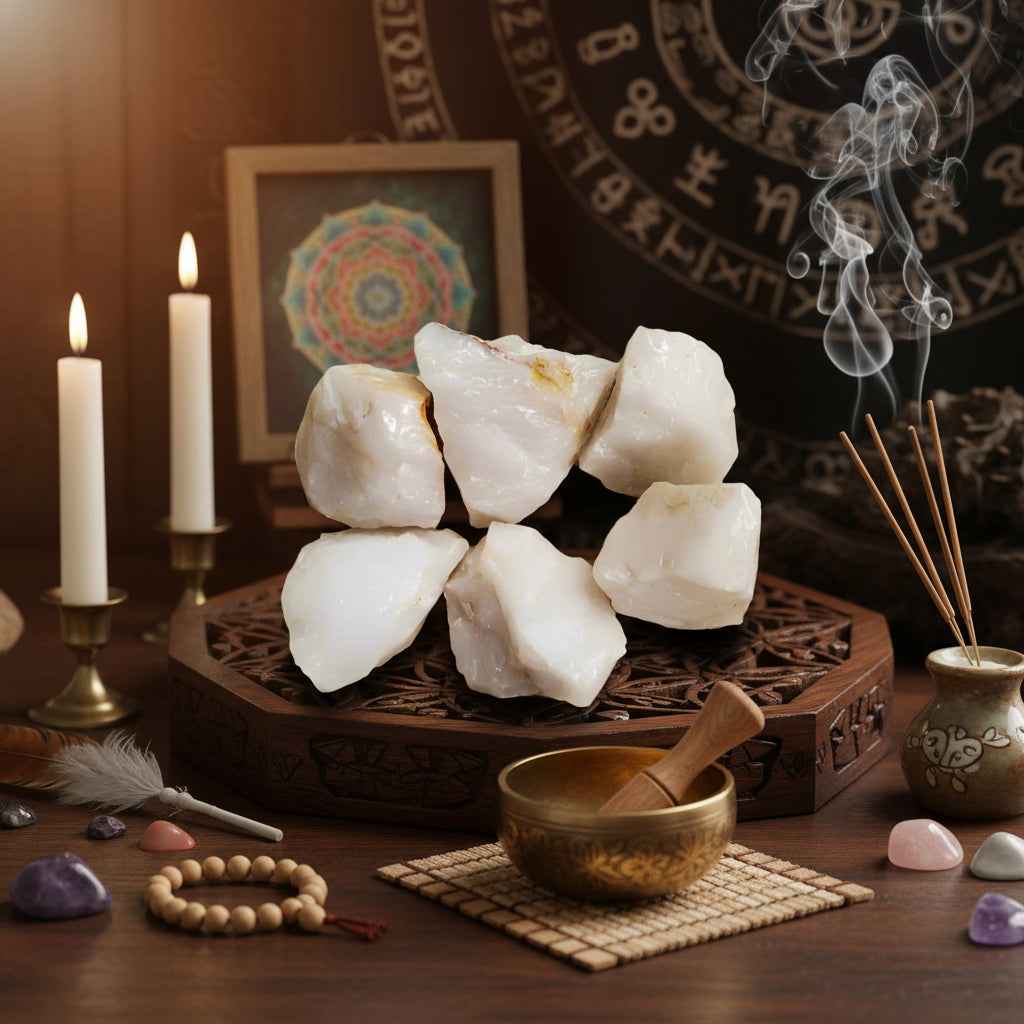 White Aragonite Rough Gemstones Promotes Patience and Relives Stress