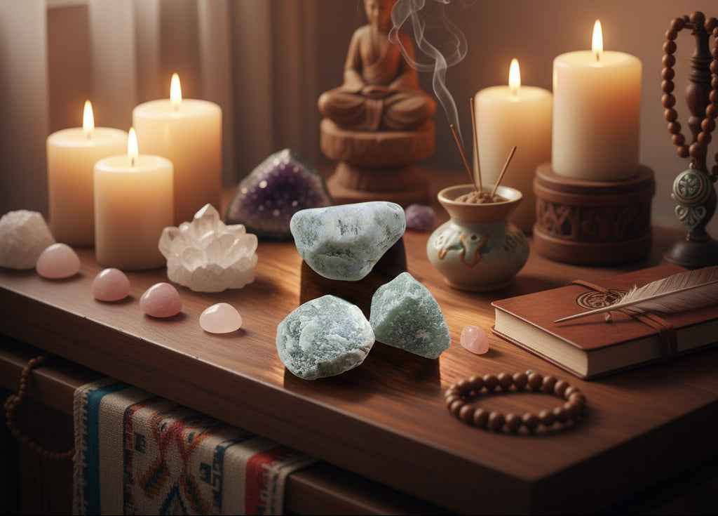 Rounded Light Green Aventurine Rough Stones for Mediation