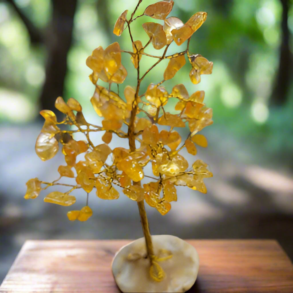 100 Chip Gemstone Tree On Agate Slice - Multiple Kinds of Gemstones