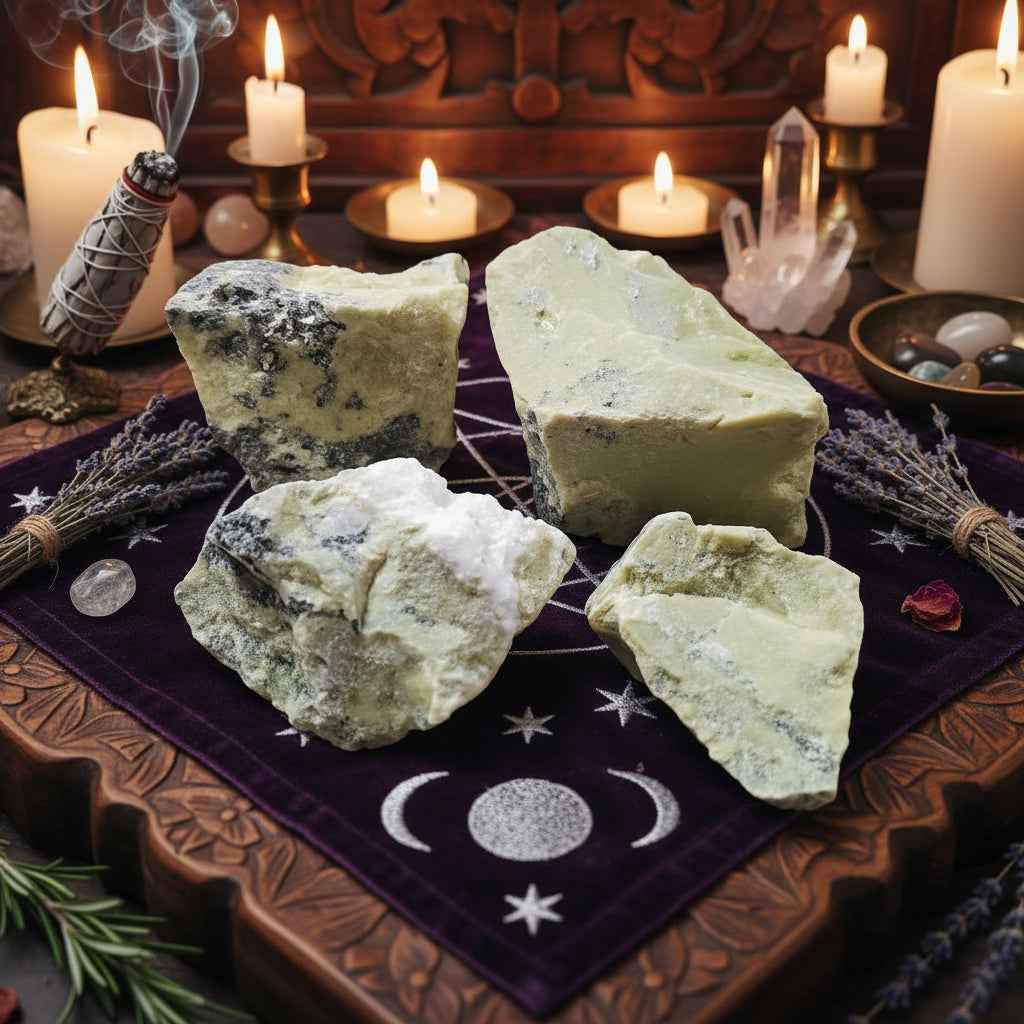 Rough Peru Green Serpentine Stones for Healing and Transformation