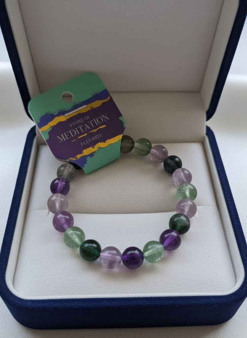 Fluorite 8 MM Bracelet for Healing and Chakra Balance