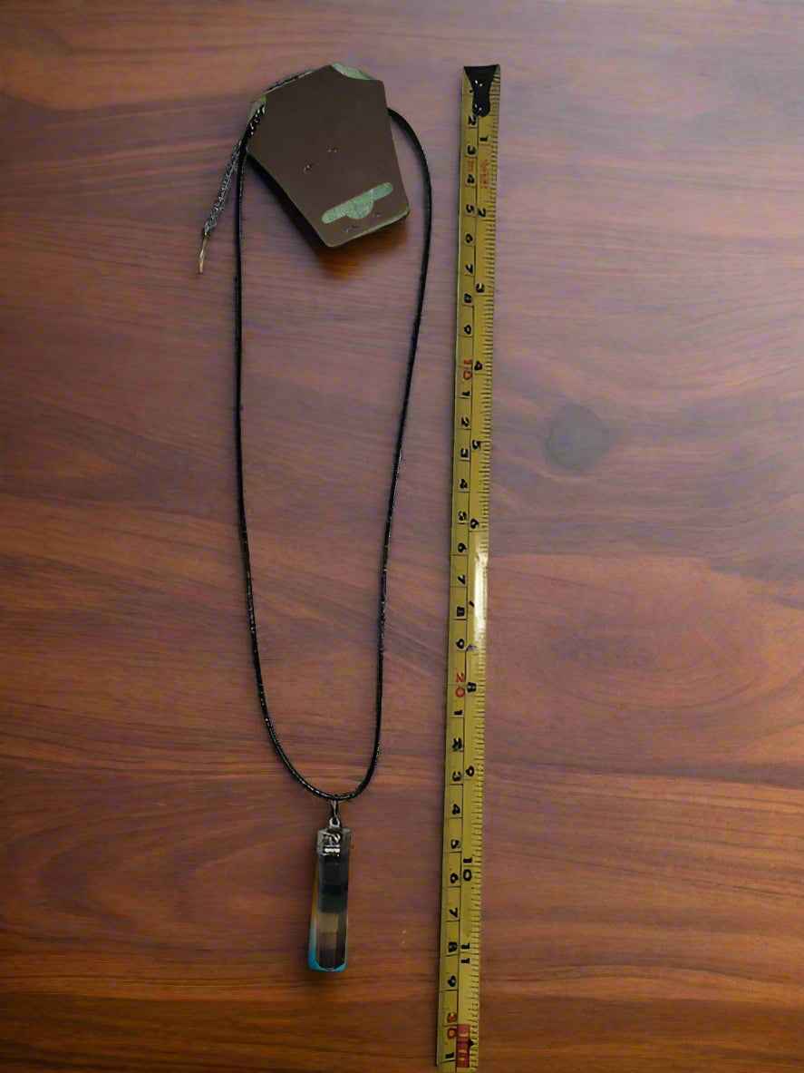 Chakra Gemstone Pencil Pendant on 18 Inch Black Cord