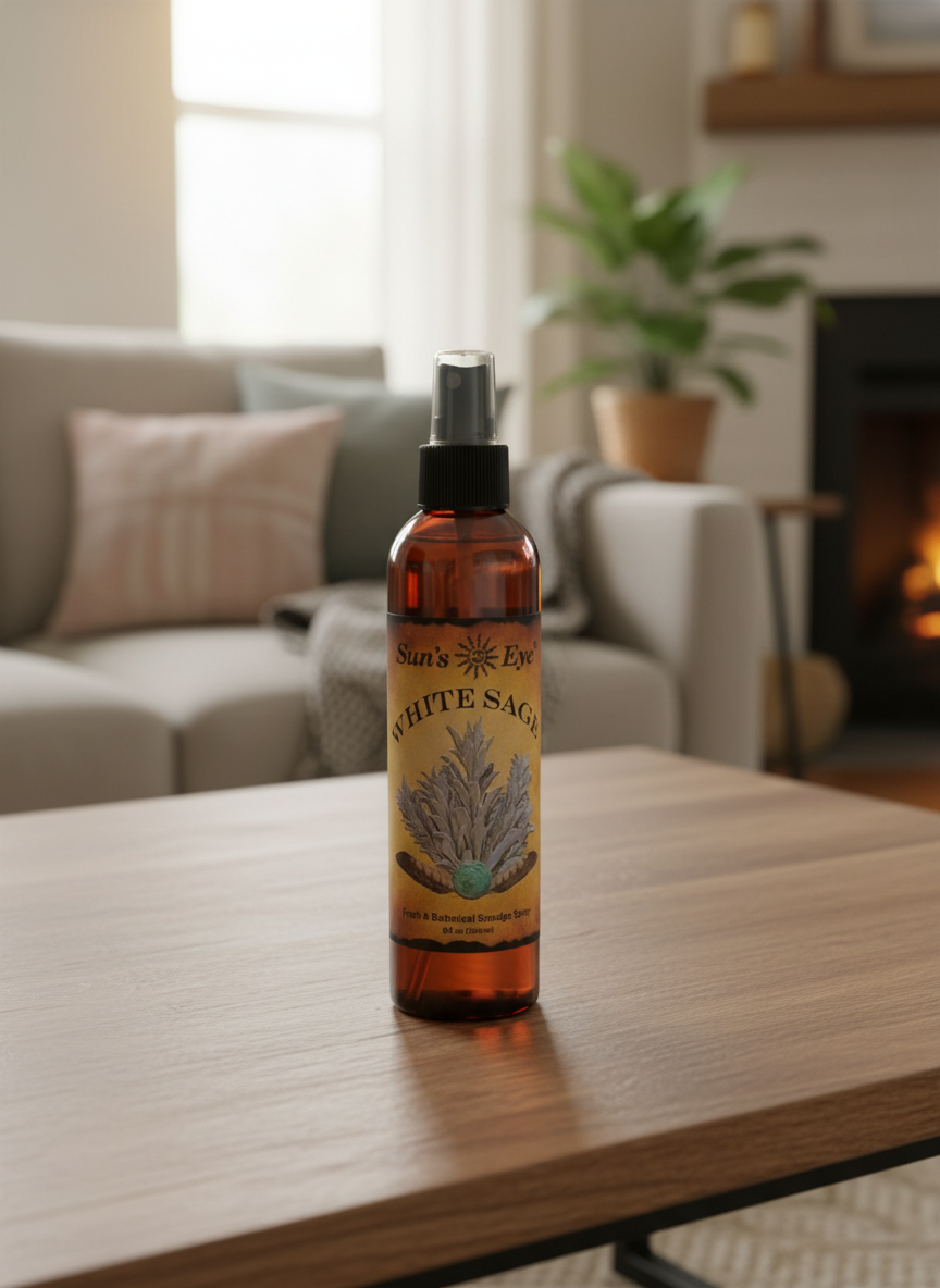 Sun's Eye White Sage Clearing Spray Mist for Purification and Spiritual Cleansing - Divine Intentions