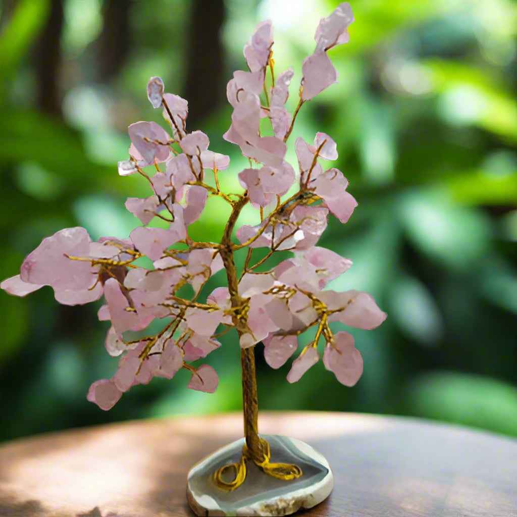 100 Chip Gemstone Tree On Agate Slice - Multiple Kinds of Gemstones