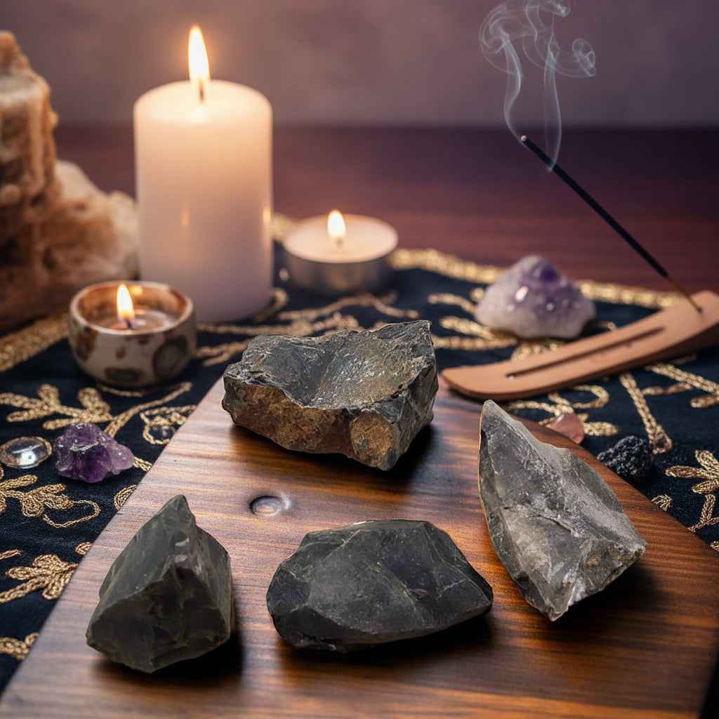 Rough Black Onyx Stones for Grounding and Protection