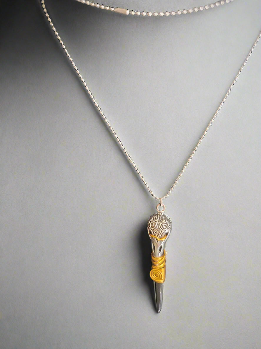 Raven Skull on Coffin Nail Necklace