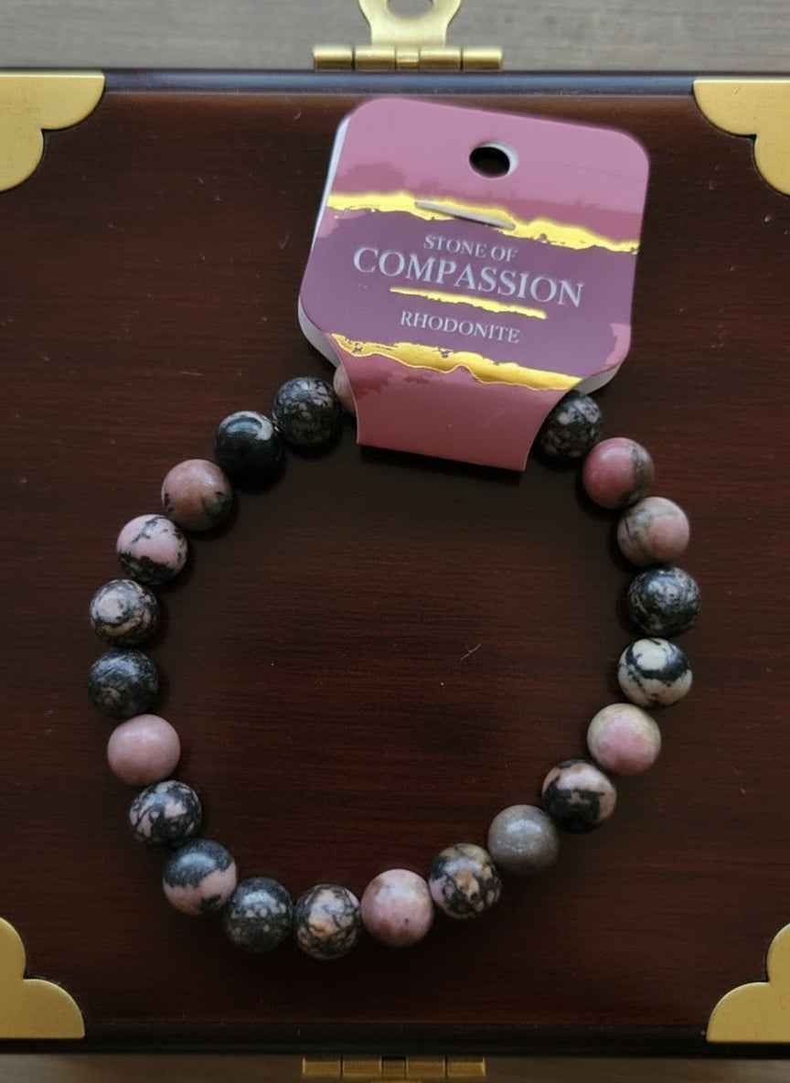 Rhodonite 8 Mm Bracelet - Promotes Emotional Balance and Self-Love
