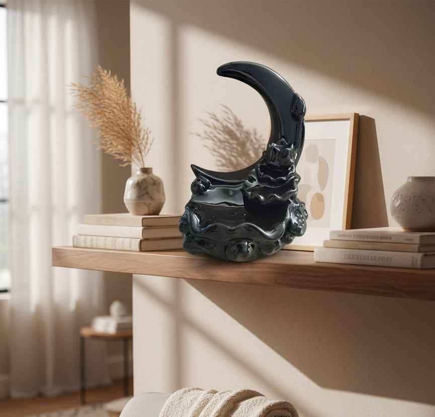 Moon With Waterfall Backflow Incense Cone Burner