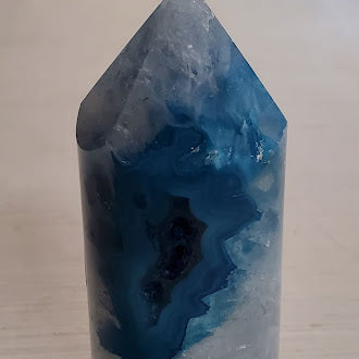 Teal Dyed Agate Tower 3.5 Inches Tall