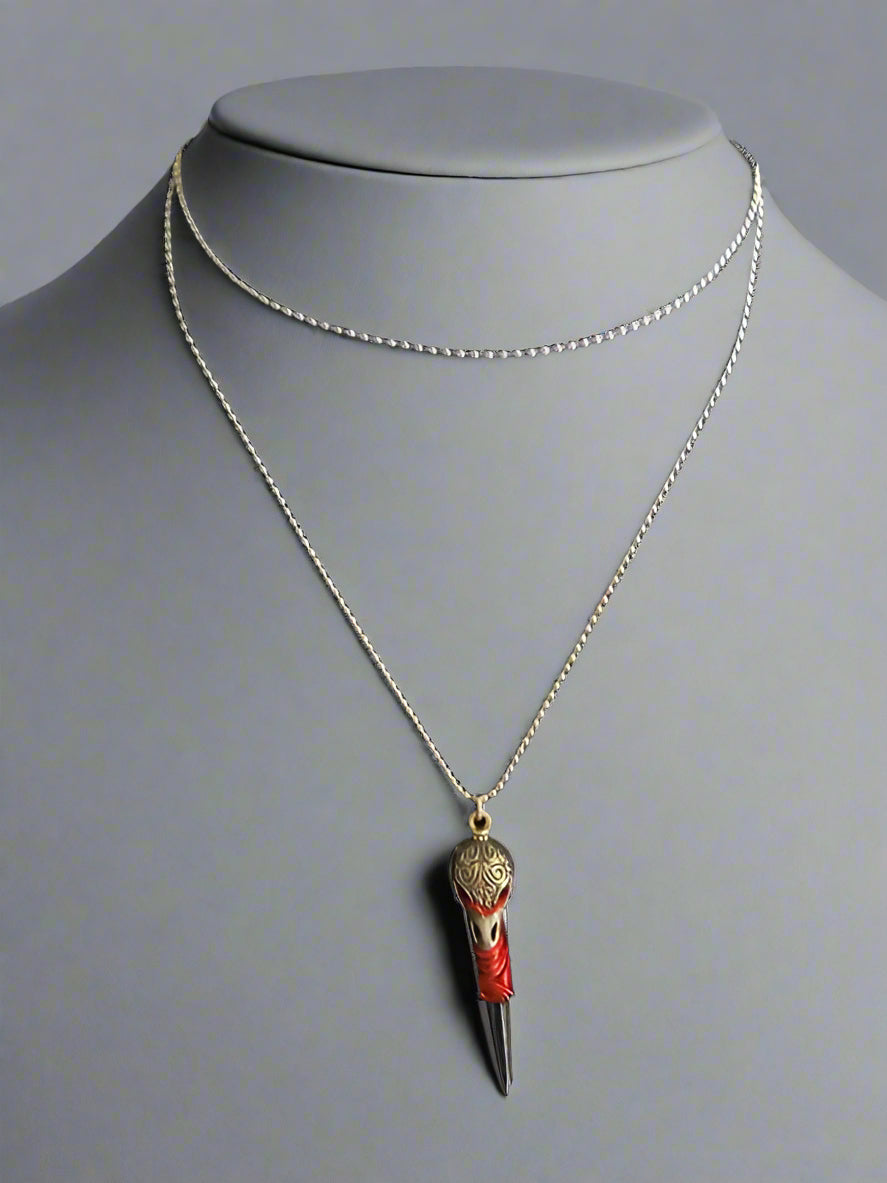 Raven Skull on Coffin Nail Necklace