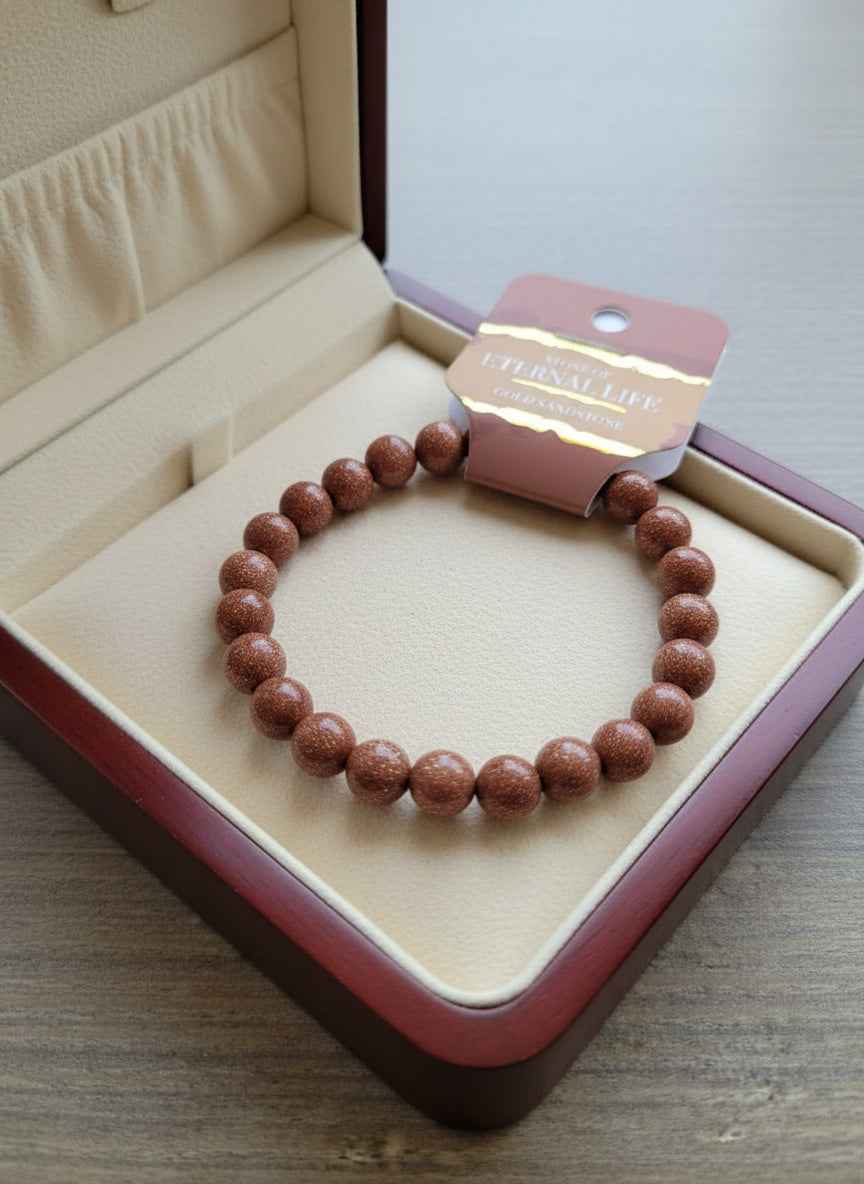 Gold Sandstone 8 MM Bracelet for Stunning Style and Energy Boost