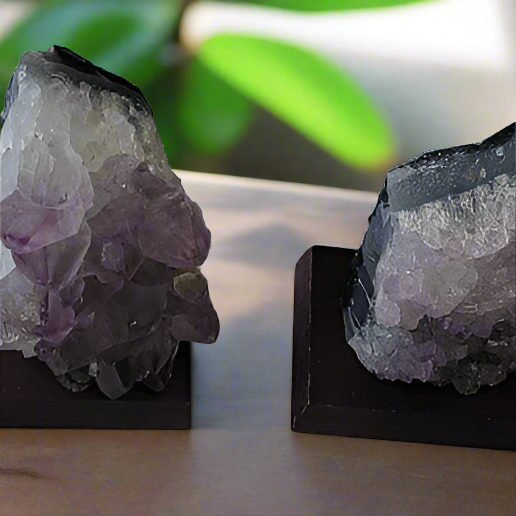 Light Purple Amethyst Druzy on Wood Base