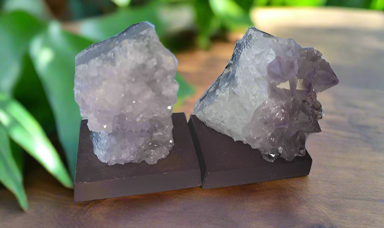 Light Purple Amethyst Druzy on Wood Base