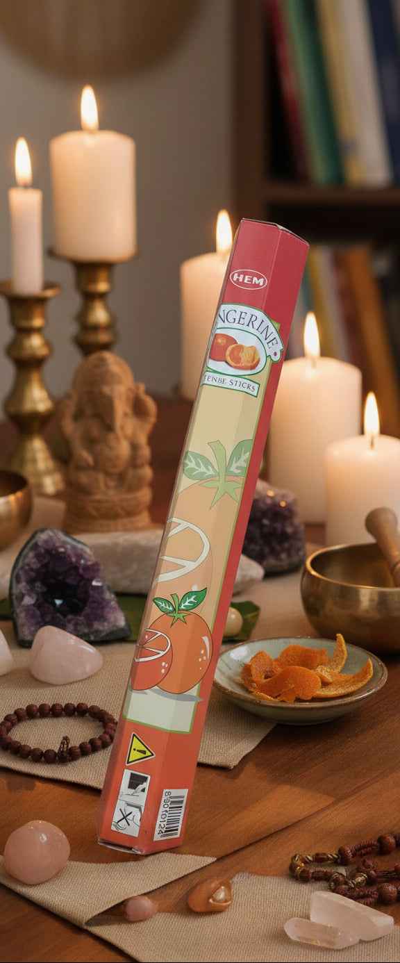 Hem Hexagon Tangerine Incense Sticks - Uplifting Citrus Fragrance for Serenity and Focus