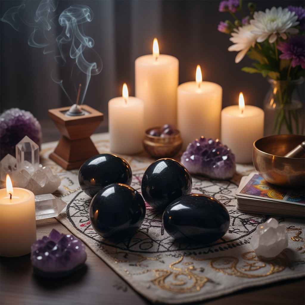 Black Obsidian Tumbled Stones for power, protection, and grounding