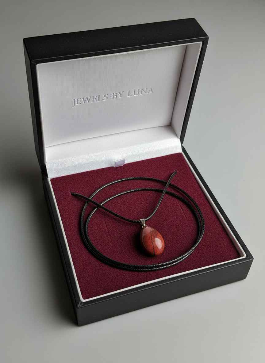 Red Jasper Tumbled Pendent Necklace