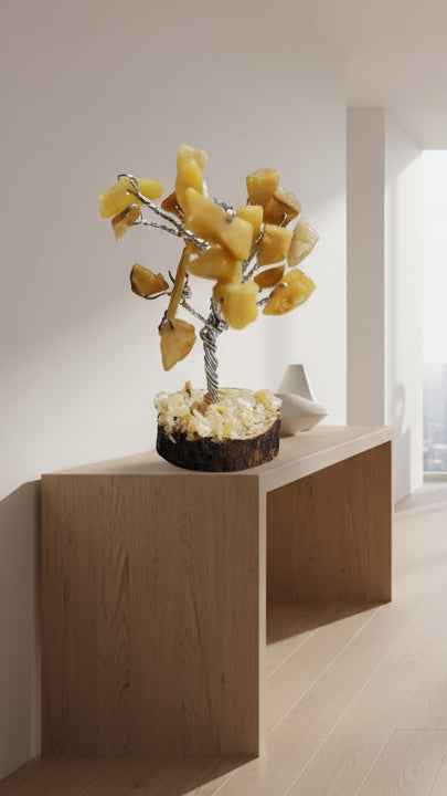 Small Yellow Quartz Gemstone Tree - Natural Healing Crystal Decor