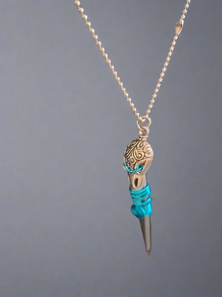 Raven Skull on Coffin Nail Necklace