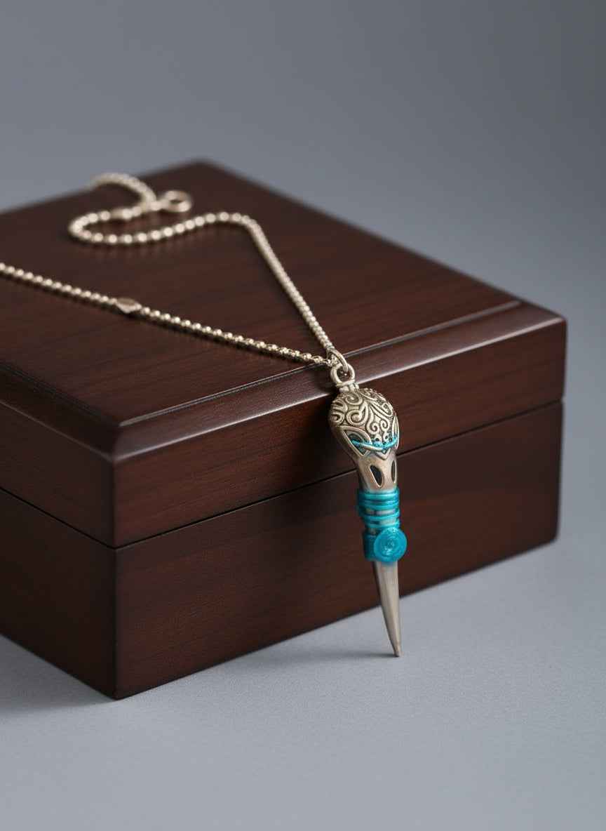 Raven Skull on Coffin Nail Necklace