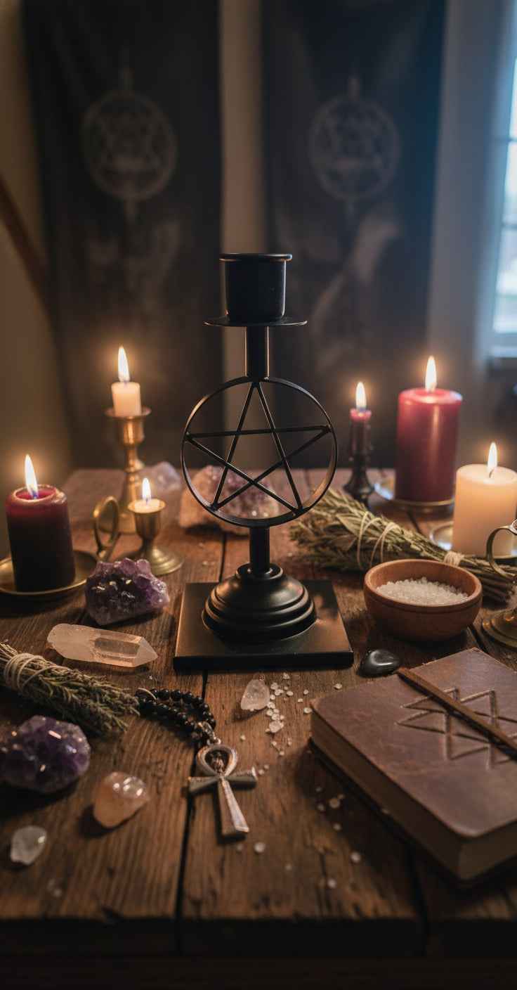 Pentacle Iron Candle Holder for Stylish Home Decor