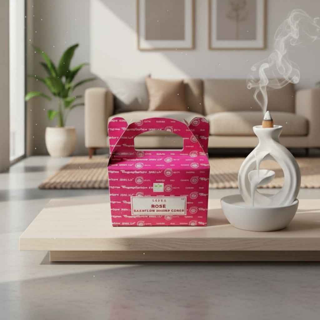 Satya Rose Backflow Dhoop Incense Cones for Tranquil Aromatherapy