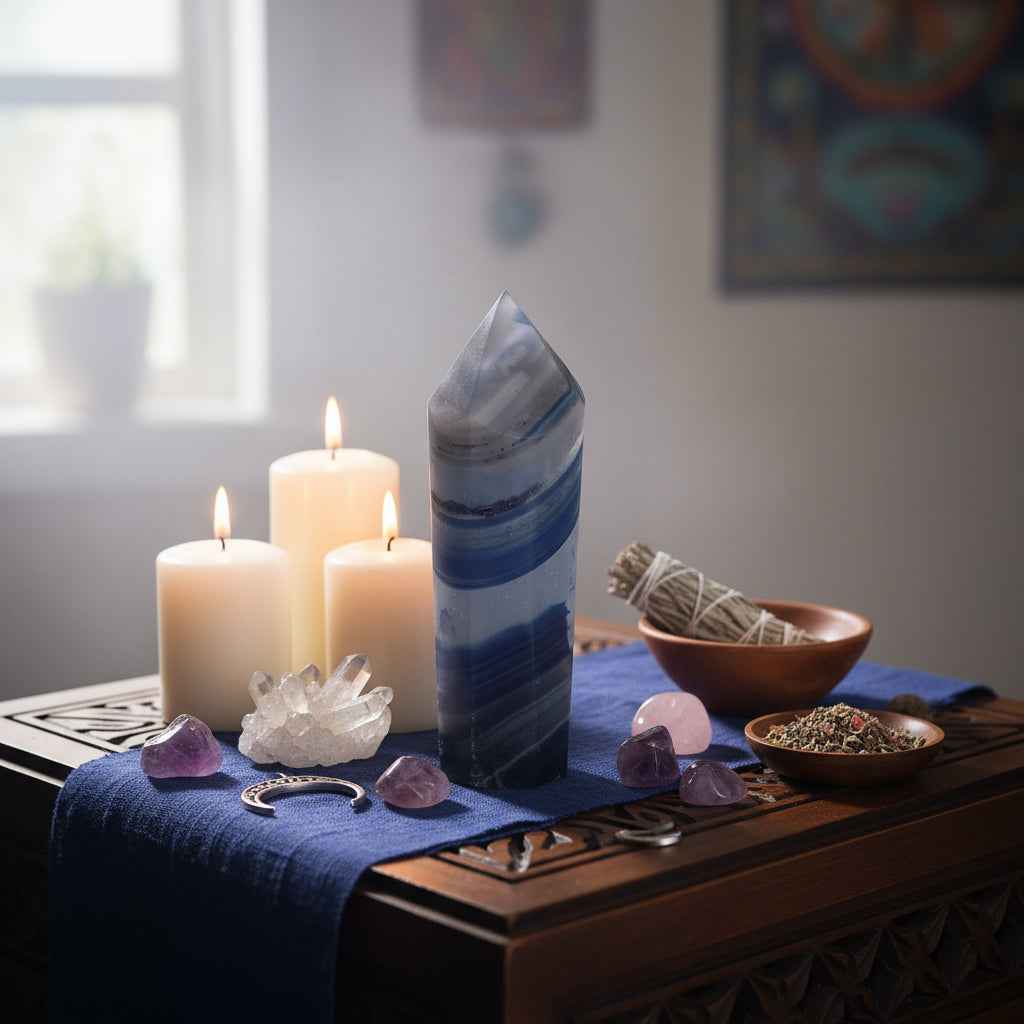 Blue Dyed Agate Tower 3.5 Inches Tall