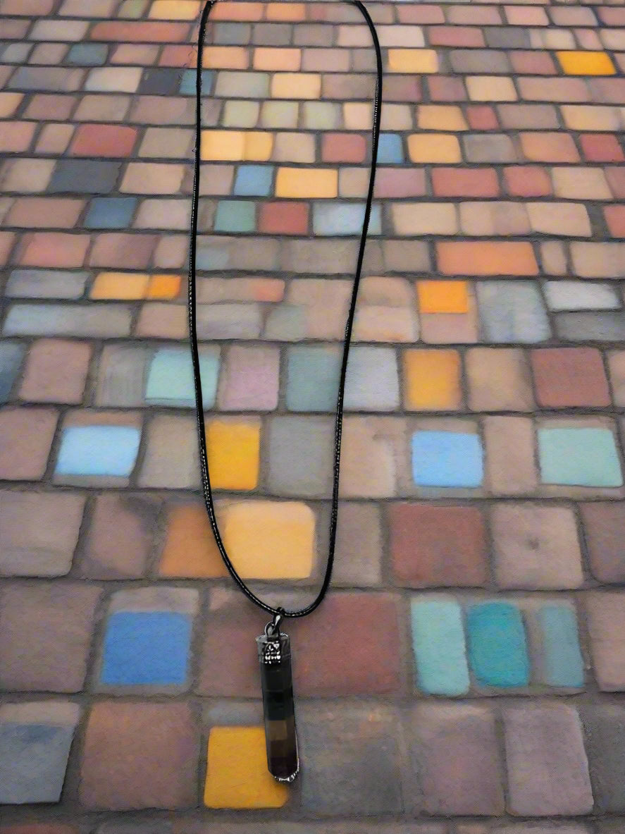Chakra Gemstone Pencil Pendant on 18 Inch Black Cord