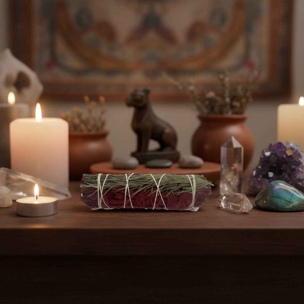 White Sage, Dragon's Blood & Rosemary Smudge Stick 4 inch