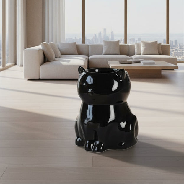 Shiny Black Cat Oil Burner