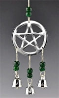 Chrome Pentacle Chime With Beads 9" Long