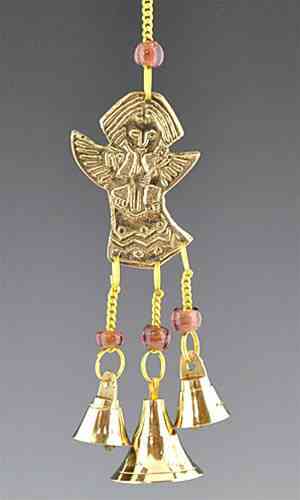 Angel Brass Chime with Beads 10.5" Long