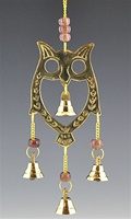 Owl Brass Chime with Beads 10.5" Long
