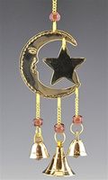 Moon & Star Brass Chime With Beads 9" Long